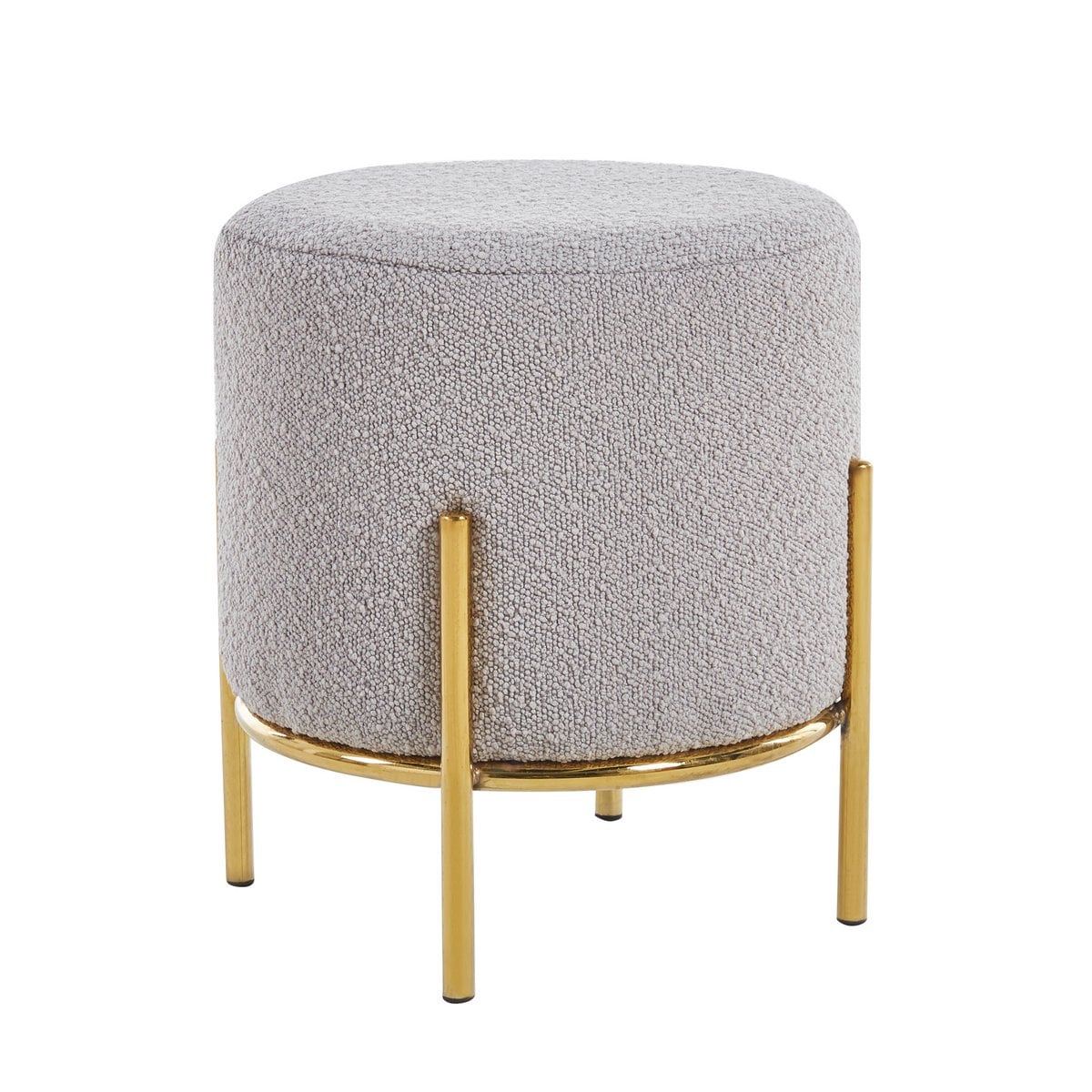 Polsterhocker aus Bouclé taupe mit runder Form | VIA X SELECTION