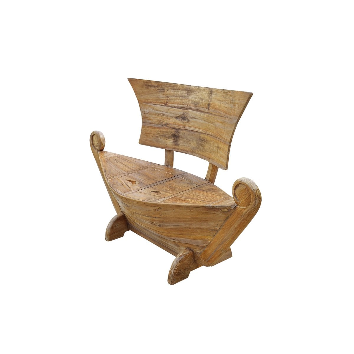 Sitzbank aus Teakholz natur 145 cm in Bootsform mit Stauraum | VIA X SELECTION