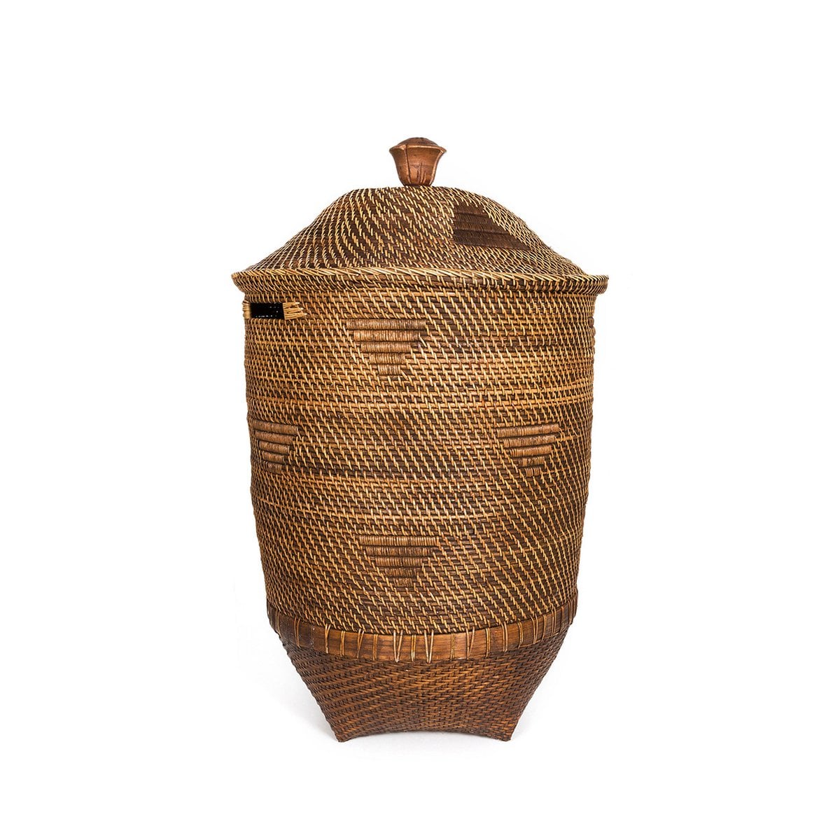 Wäschekorb aus Rattan natur-braun mit Deckel, 50 × 50 × 90 cm | VIA X SELECTION