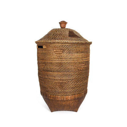 Wäschekorb aus Rattan natur-braun mit Deckel, 50 × 50 × 90 cm | VIA X SELECTION
