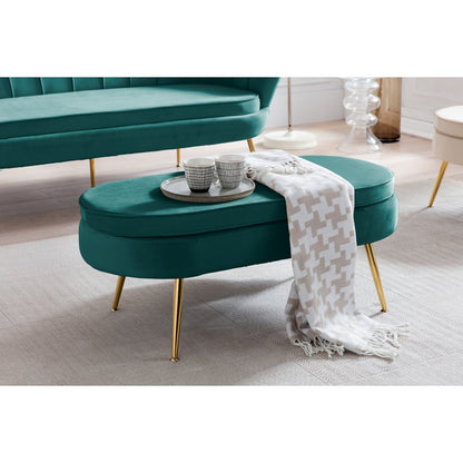 Ovaler Samt-Pouf Grün | VIA X SELECTION
