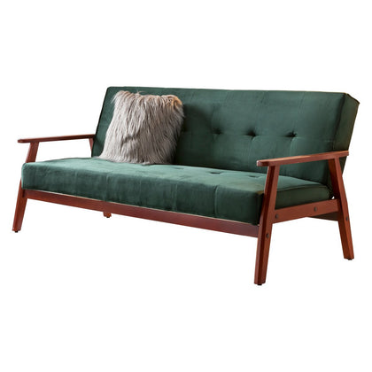 Schlafsofa in tannengrüner Samtoptik mit Holzgestell | VIA X SELECTION