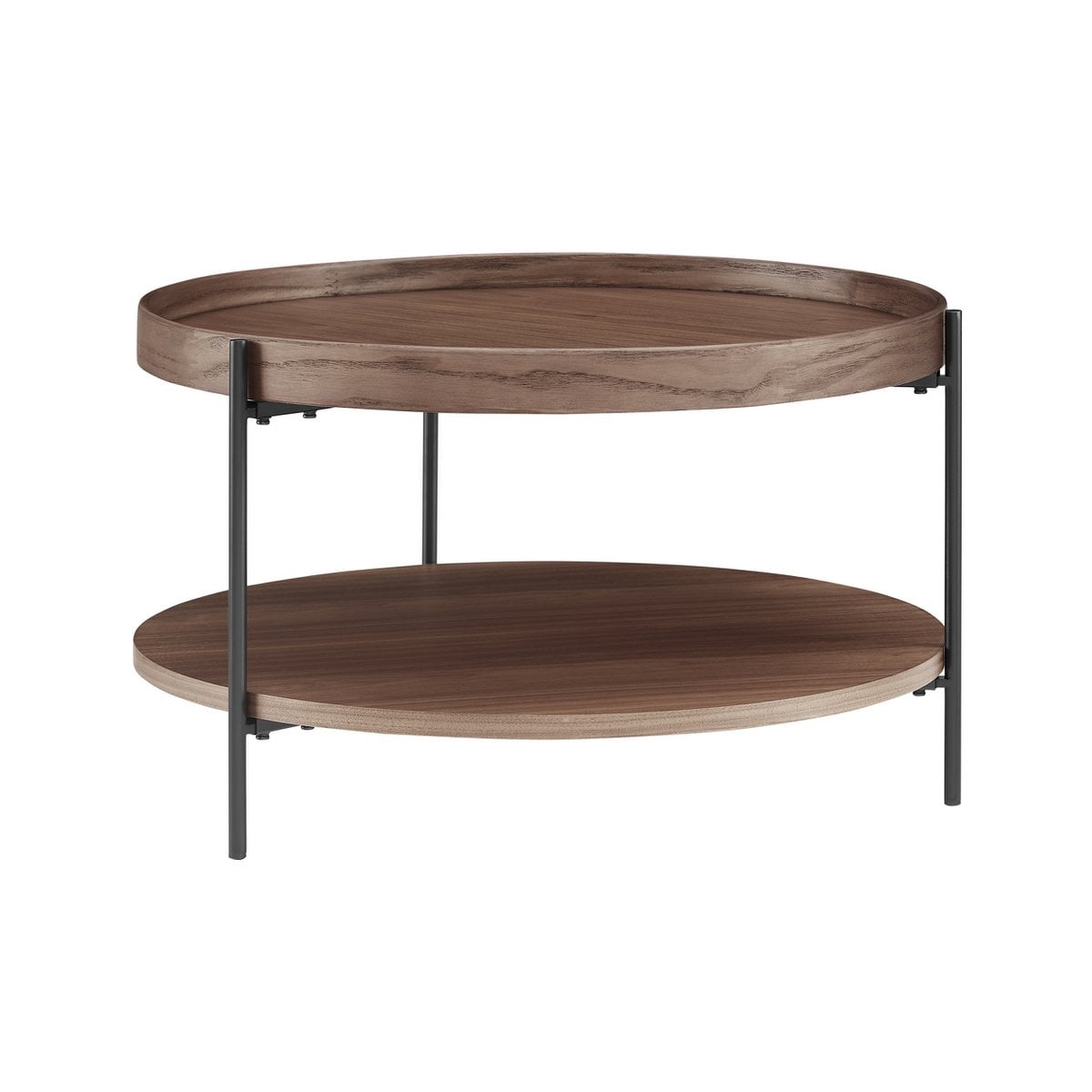 Couchtisch im 2er-Set im Walnusston mit Metallgestell 69 × 69 × 39 /, 44 × 44 × 49 cm | VIA X SELECTION