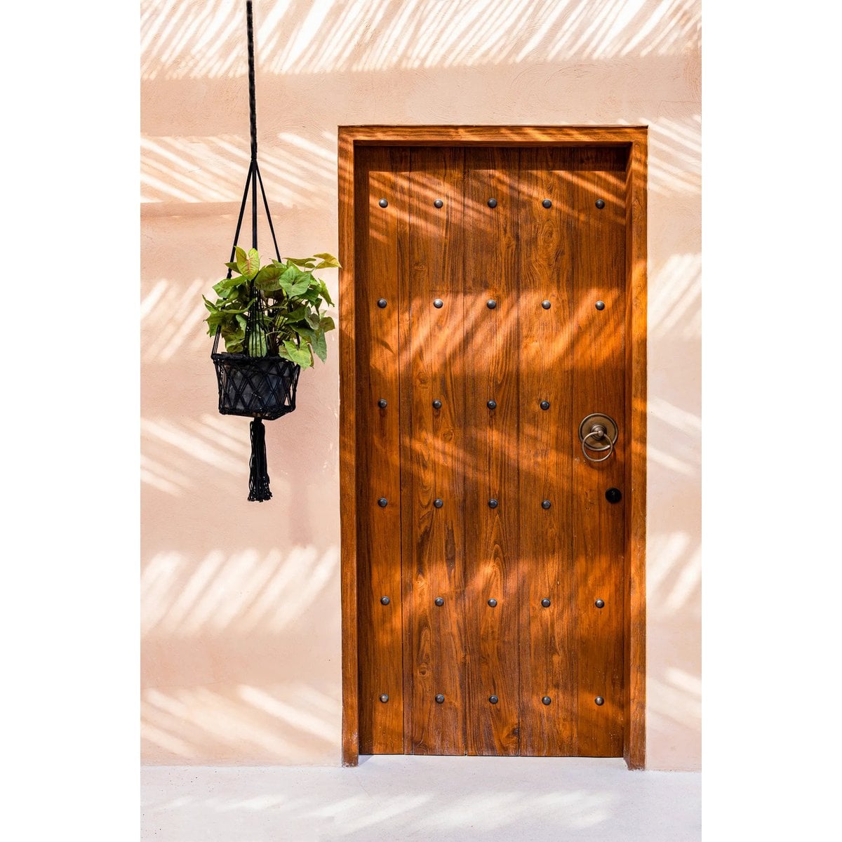 Makramee-Pflanzenhalter aus Baumwolle, Schwarz, 25 ×, 25 × 100 cm | VIA X SELECTION