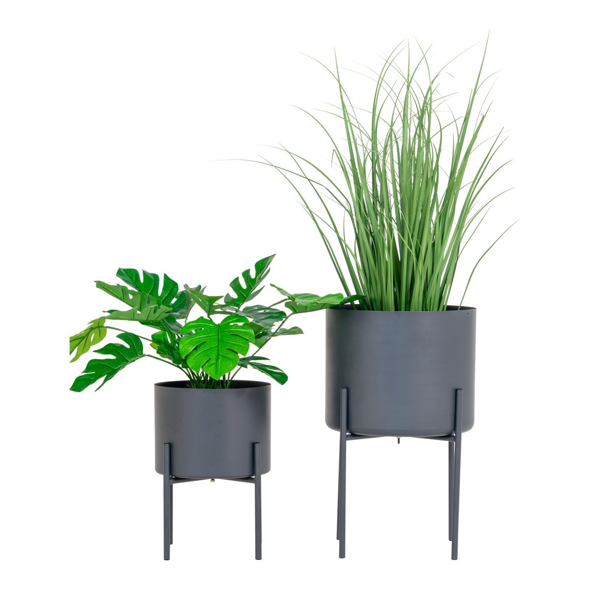 Blumentopf-Set aus Stahl grau 2-teilig | VIA X SELECTION