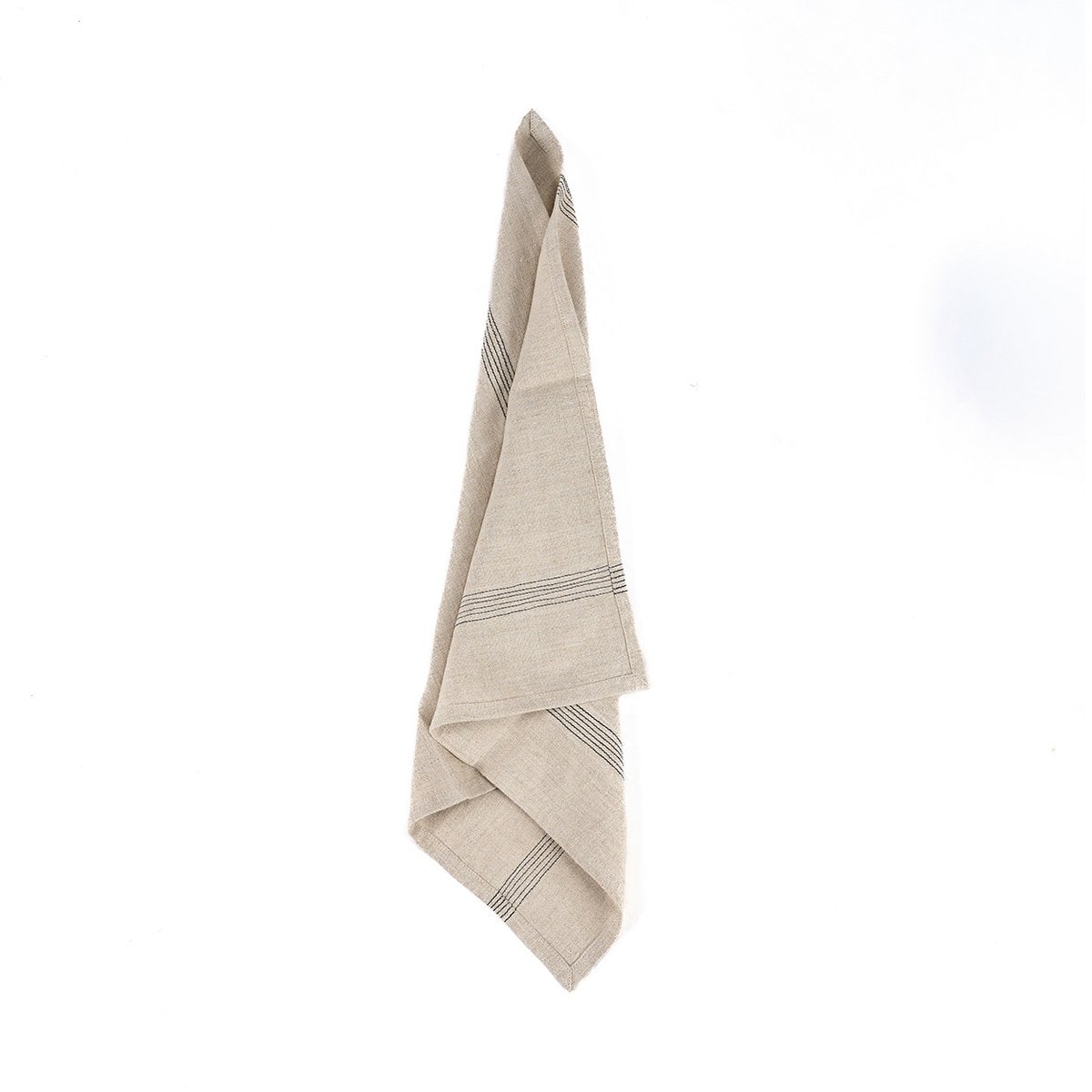 Leinenserviette in Natur und Schwarz, 45 × 45 cm | VIA X SELECTION