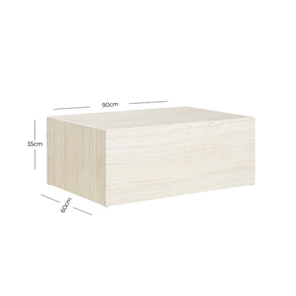 Couchtisch in Travertinoptik, 90 × 60 × 35 cm | VIA X SELECTION