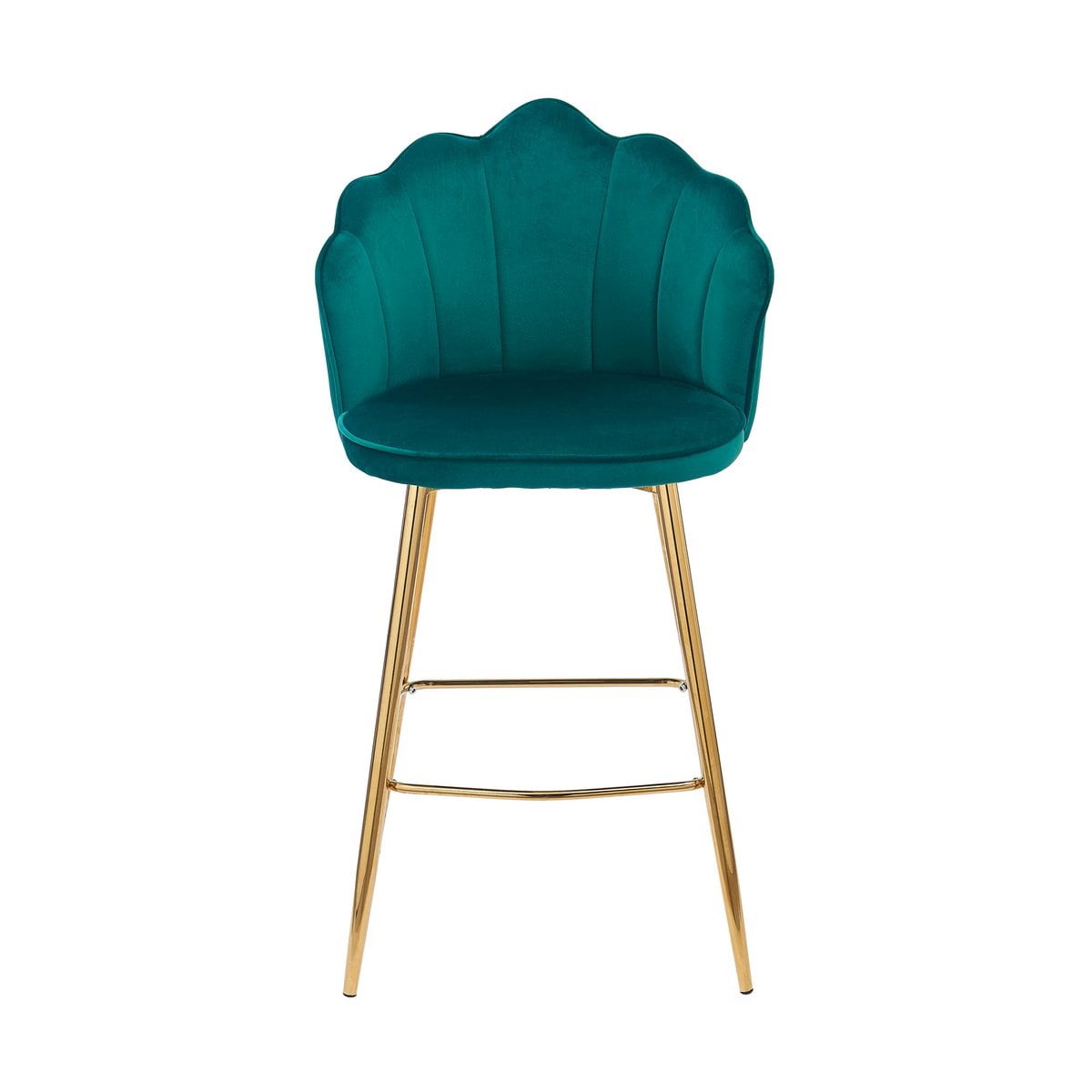 Barhocker im Muscheldesign aus Samt grün im 2er-Set | VIA X SELECTION