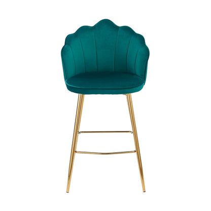 Barhocker im Muscheldesign aus Samt grün im 2er-Set | VIA X SELECTION