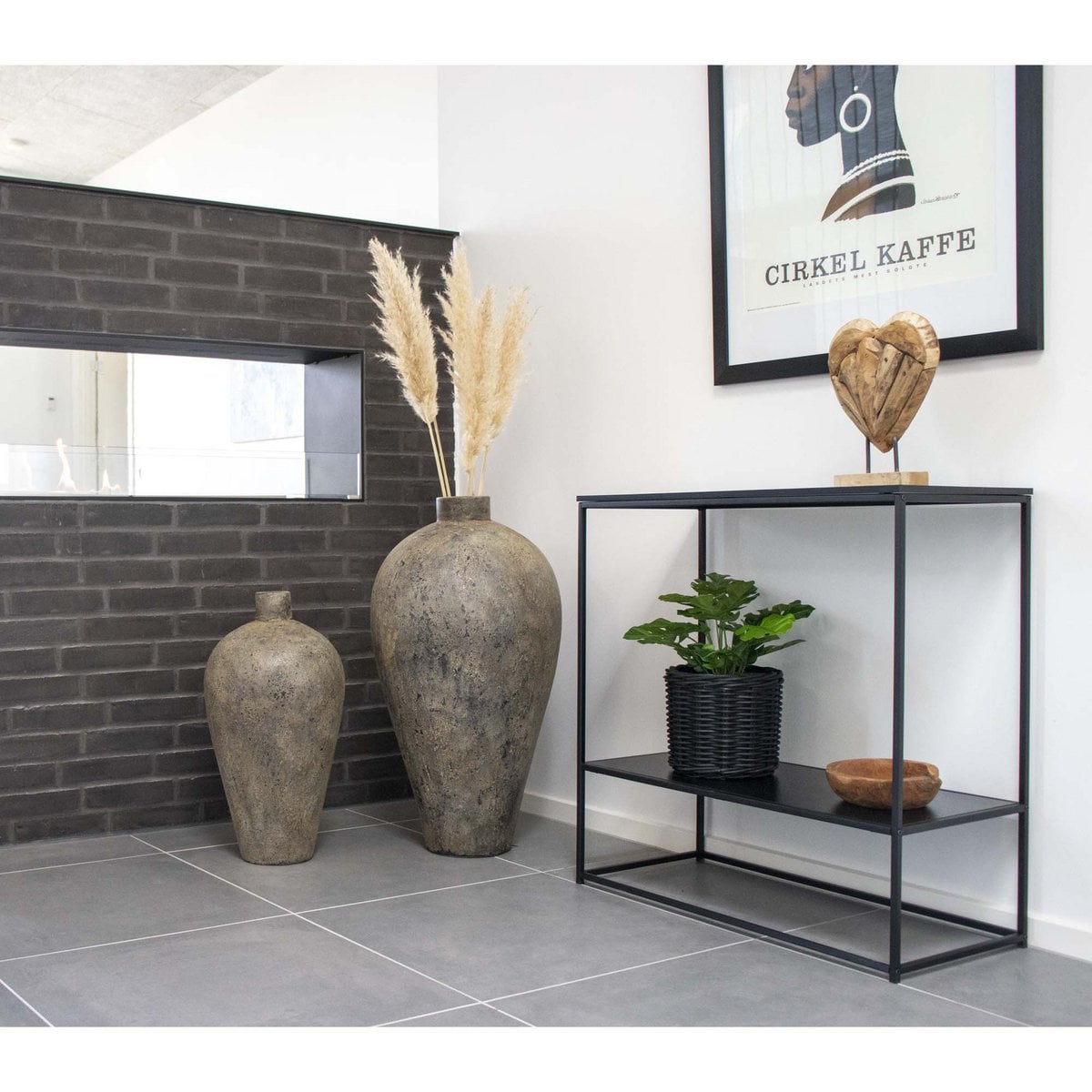 Konsolentisch schwarz mit 2 Ablagen, 80 × 36 × 80 cm | VIA X SELECTION