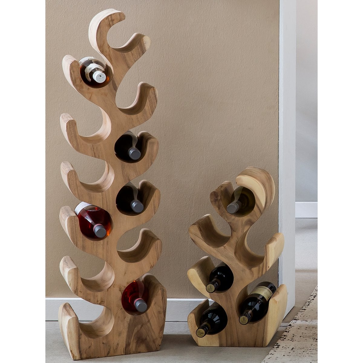 Weinregal aus Suarholz für 12 Flaschen, 19 × 28 × 100 cm | VIA X SELECTION