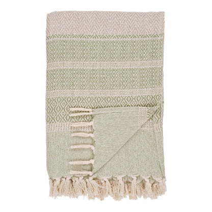 Plaid aus Baumwollmix in Grün und Beige, 130 × 180 cm | VIA X SELECTION