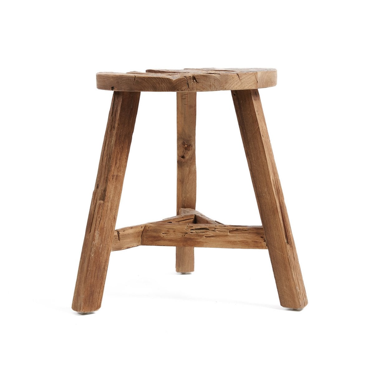 Hocker aus recyceltem Teakholz natur groß | VIA X SELECTION