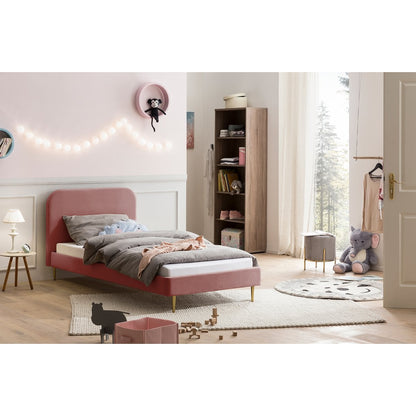 Polsterbett aus roséfarbenem Samt, 90 × 200 cm | VIA X SELECTION