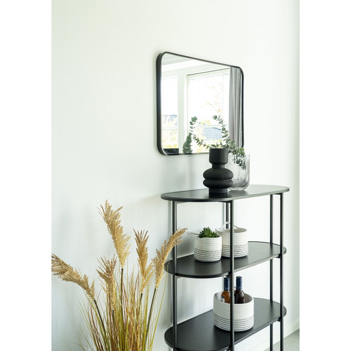 Regal mit 4 ovalen Ablagen schwarz, 85 × 36 × 111 cm | VIA X SELECTION