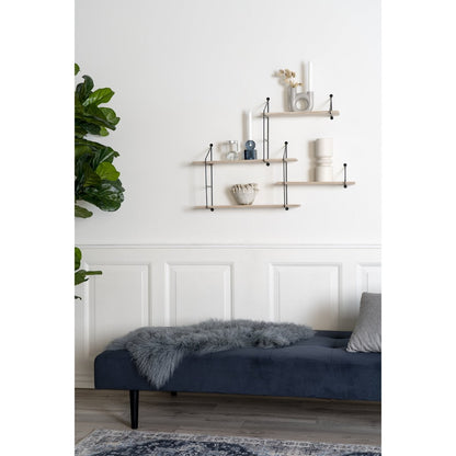 Regal aus schwarzem Stahl und Paulownienholz 99 × 17,5 × 62 cm | VIA X SELECTION