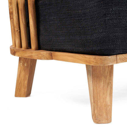 2-Sitzer aus recyceltem Teakholz mit schwarzen Polstern für innen und außen | VIA X SELECTION