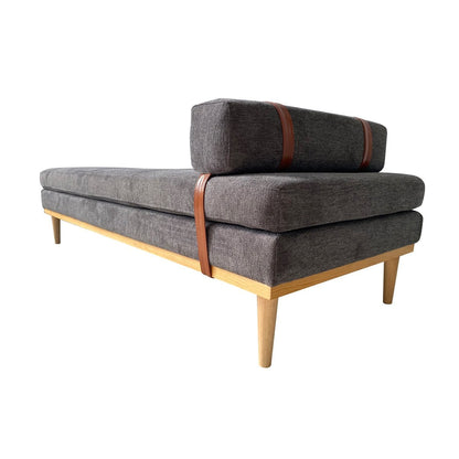 Daybed aus anthrazitfarbenem Strukturstoff mit Nackenrolle | VIA X SELECTION