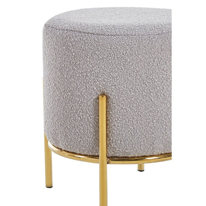 Polsterhocker aus Bouclé taupe mit runder Form | VIA X SELECTION