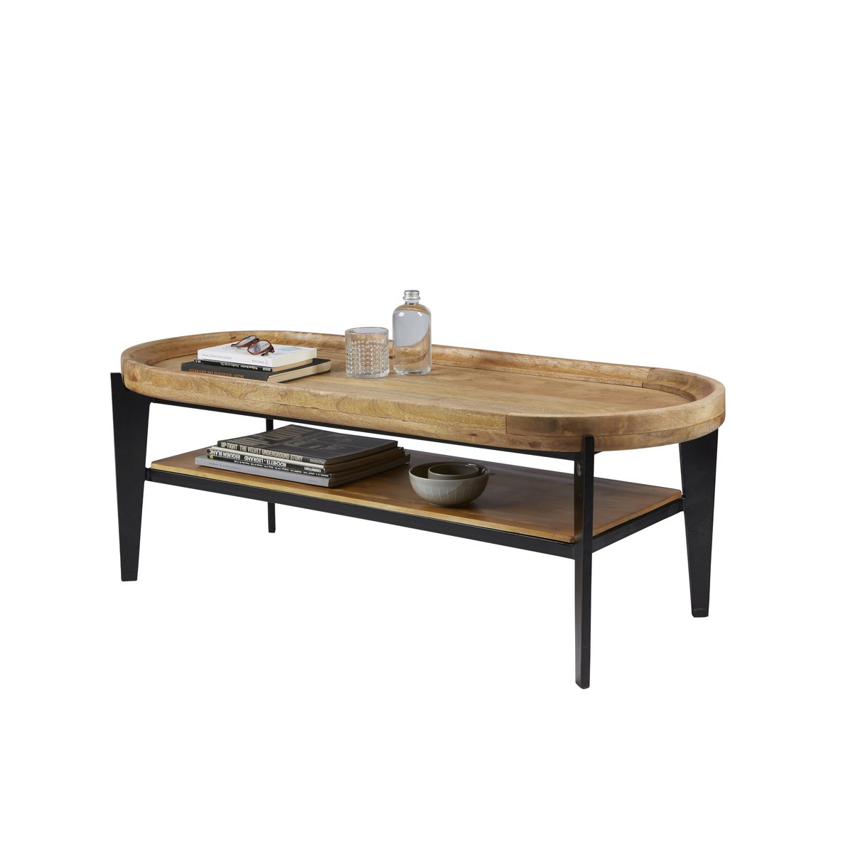TOM TAILOR Home Couchtisch aus Mangoholz mit Tablett und Ablage, 50 × 120 × 40 cm | VIA X SELECTION