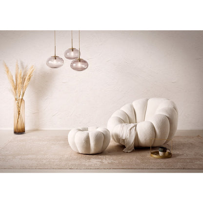 Sessel mit Hocker in Teddyfell-Optik weiß | VIA X SELECTION