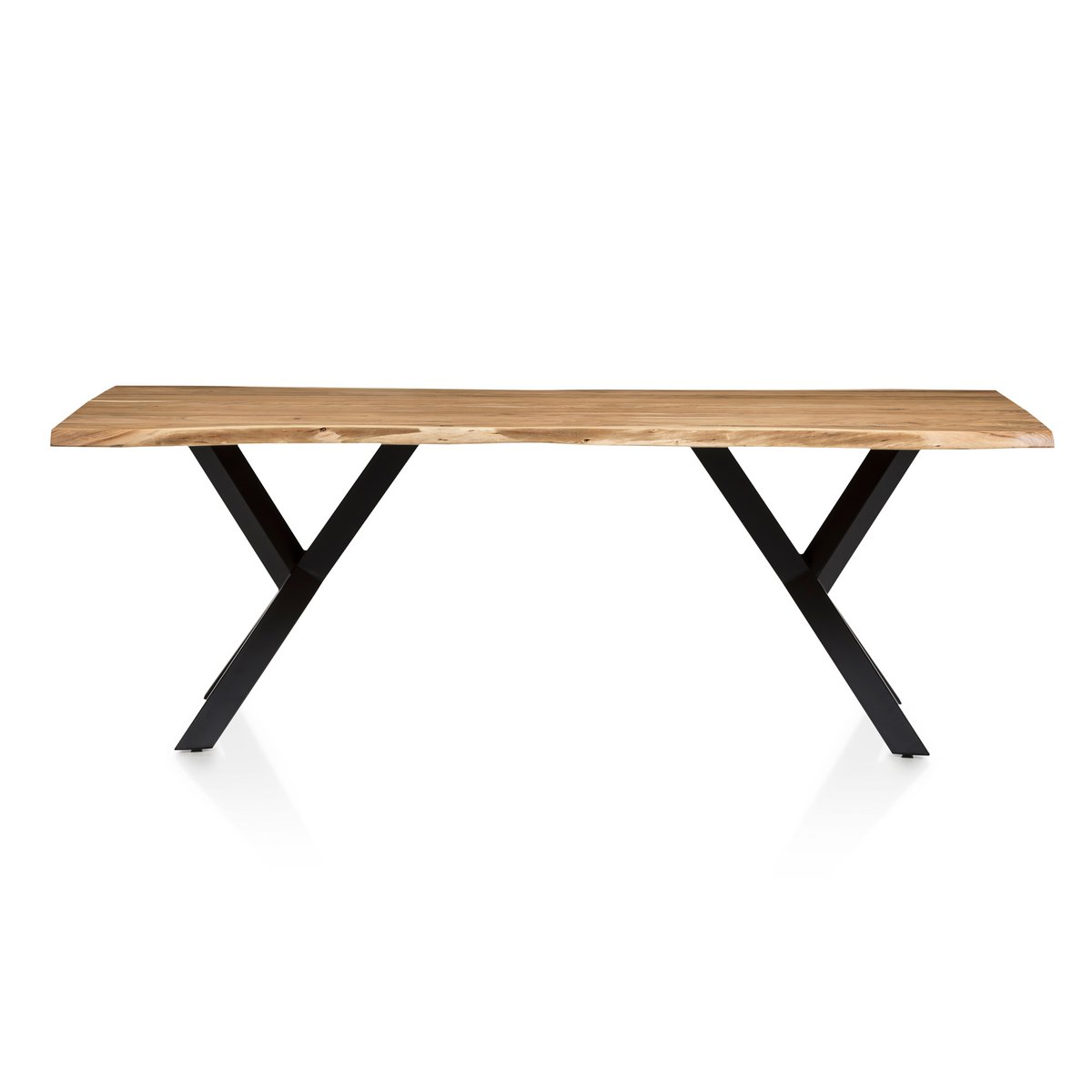 Esstisch Akazienholz Naturkante Y-Metallgestell, 200 × 100 cm | VIA X SELECTION
