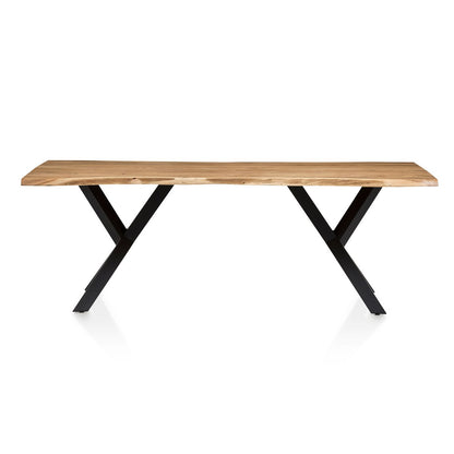 Esstisch Akazienholz Naturkante Y-Metallgestell, 200 × 100 cm | VIA X SELECTION