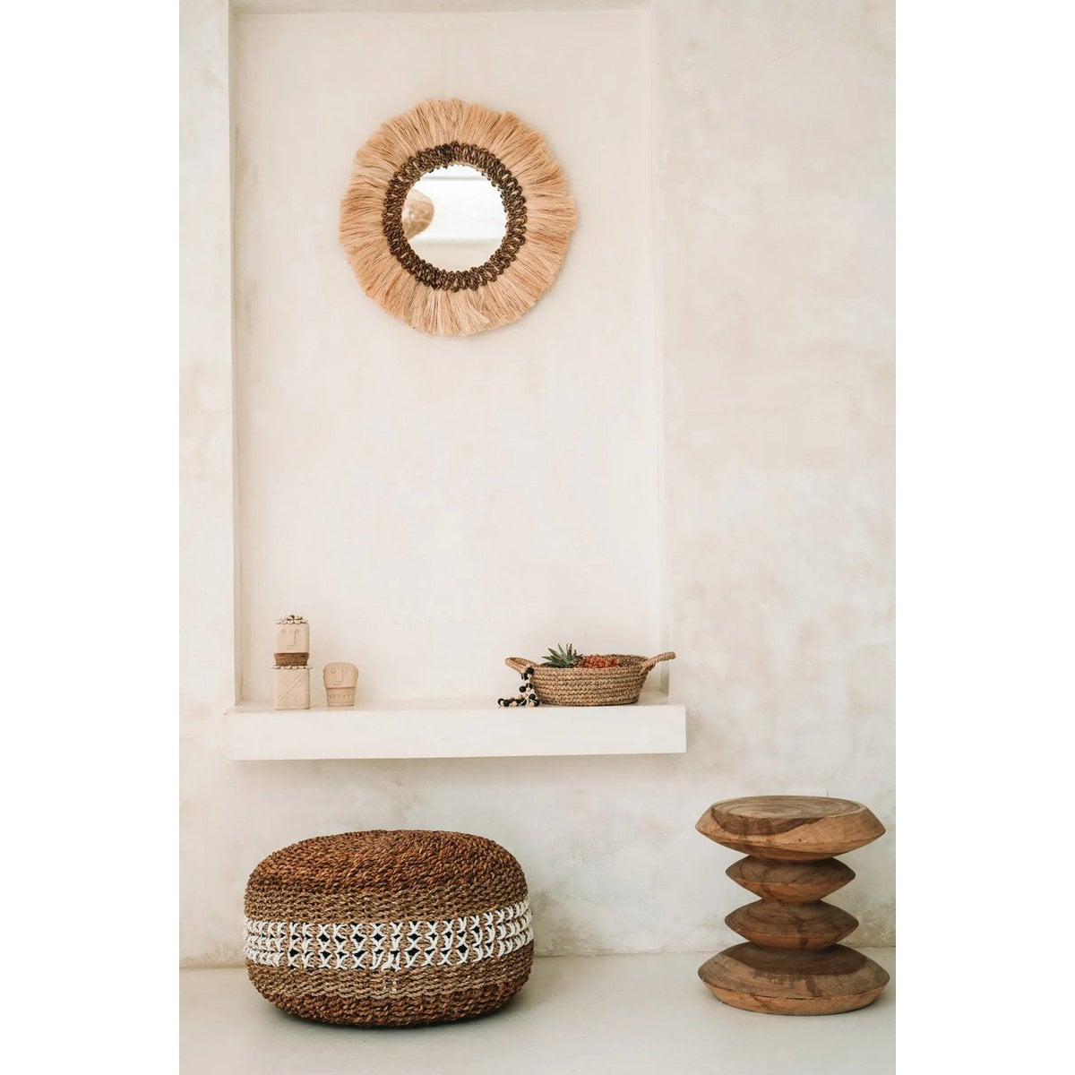 Runder Wandspiegel mit handwerklichem Rahmen 60 cm | VIA X SELECTION