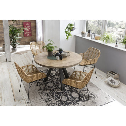 Armlehnstuhl aus Rattan mit schwarzem Metallgestell im 2er-Set | VIA X SELECTION
