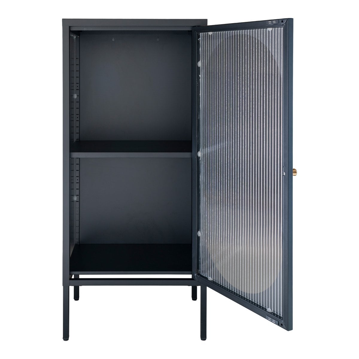 Vitrinenschrank schwarz mit Riffelglas, 50 × 35 × 110 cm | VIA X SELECTION