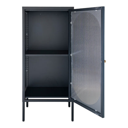 Vitrinenschrank schwarz mit Riffelglas, 50 × 35 × 110 cm | VIA X SELECTION