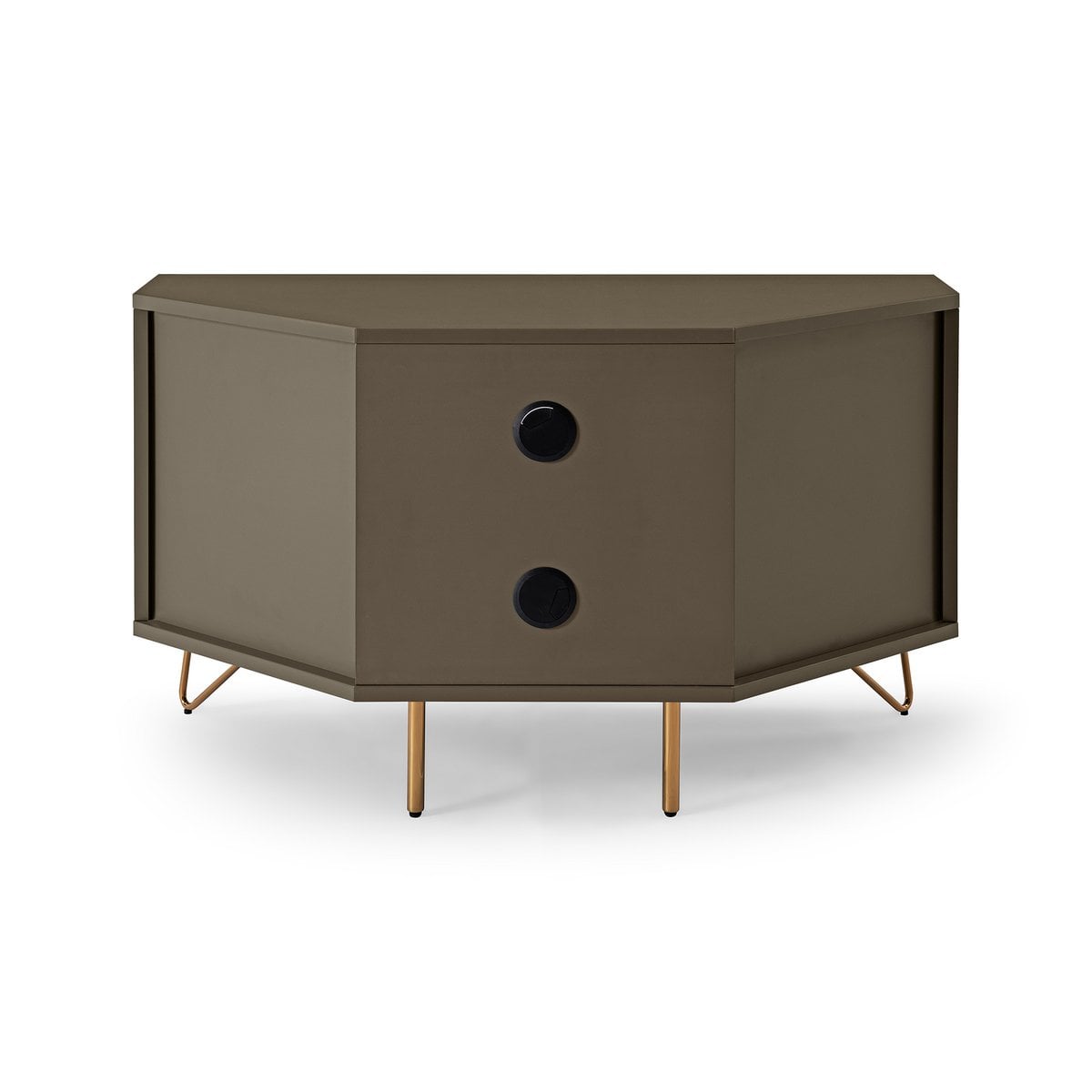 TV-Ecklowboard in Grau mit goldfarbenen Metallbeinen, 100 × 50 × 58 cm | VIA X SELECTION