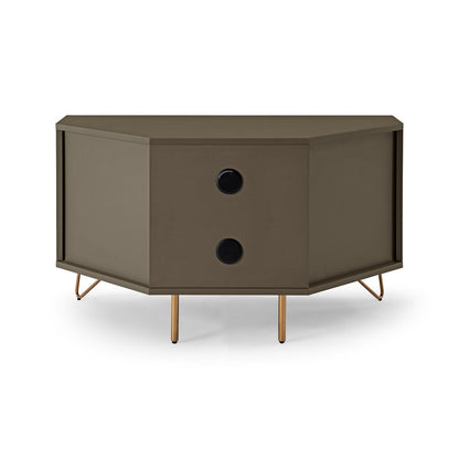 TV-Ecklowboard in Grau mit goldfarbenen Metallbeinen, 100 × 50 × 58 cm | VIA X SELECTION