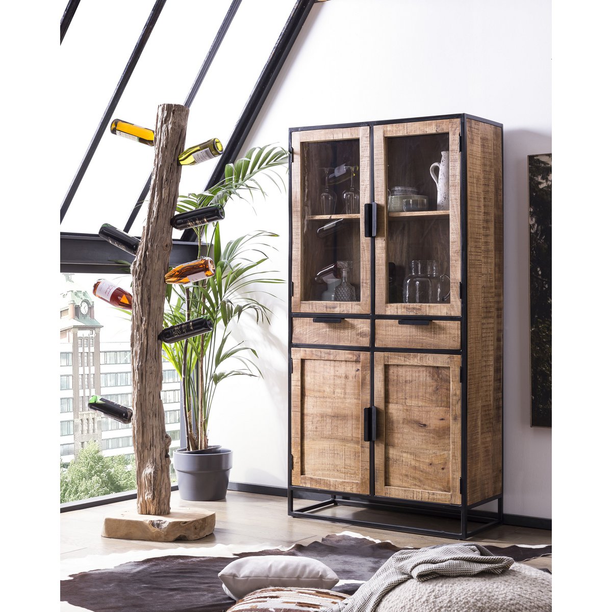 Weinregal aus recyceltem Teakholz für 13 Flaschen, 25 × 40 × 185 cm | VIA X SELECTION
