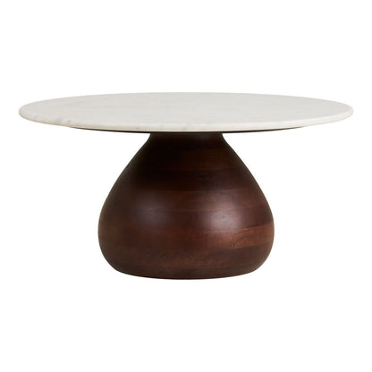 Runder Couchtisch aus Marmor und Mangoholz, Ø, 70 × 35 cm | VIA X SELECTION