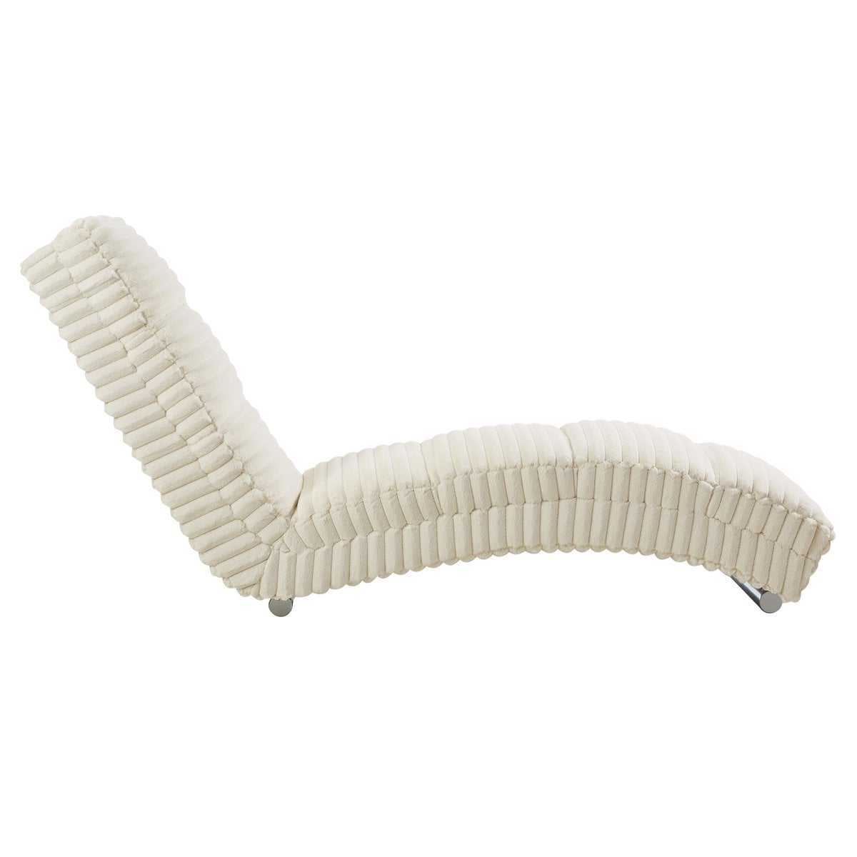 Chaiselongue aus beigem Plüsch-Cord mit Metallgestell | VIA X SELECTION