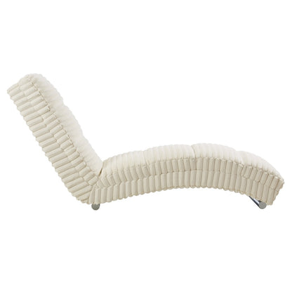 Chaiselongue aus beigem Plüsch-Cord mit Metallgestell | VIA X SELECTION