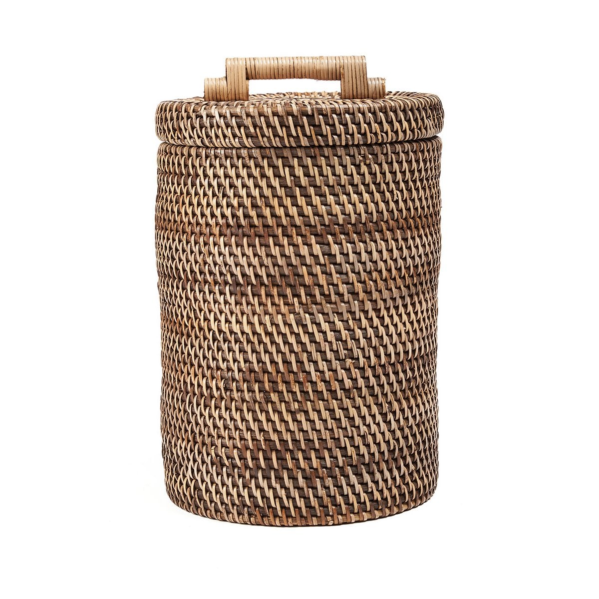 Aufbewahrungskorb aus Rattan natur-braun mit Deckel, 20 × 20 × 33 cm | VIA X SELECTION