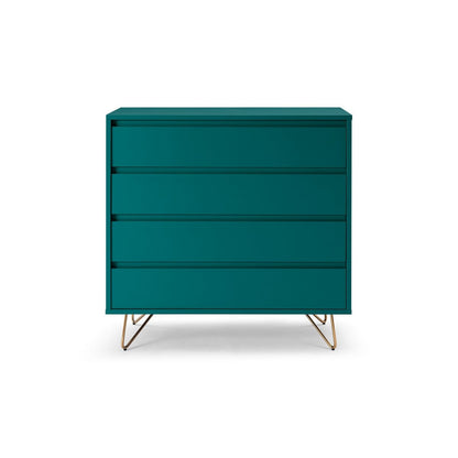 Kommode blaugrün mit 4 Schubladen, 40 × 90 × 90 cm | VIA X SELECTION