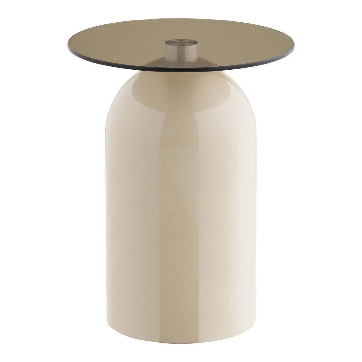 Runder Beistelltisch aus Metall und Glas in Grau-Beige, Ø, 40 × 52 cm | VIA X SELECTION