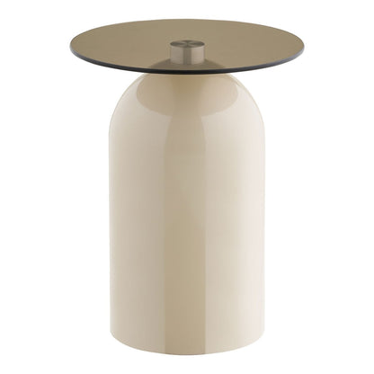Runder Beistelltisch aus Metall und Glas in Grau-Beige, Ø, 40 × 52 cm | VIA X SELECTION