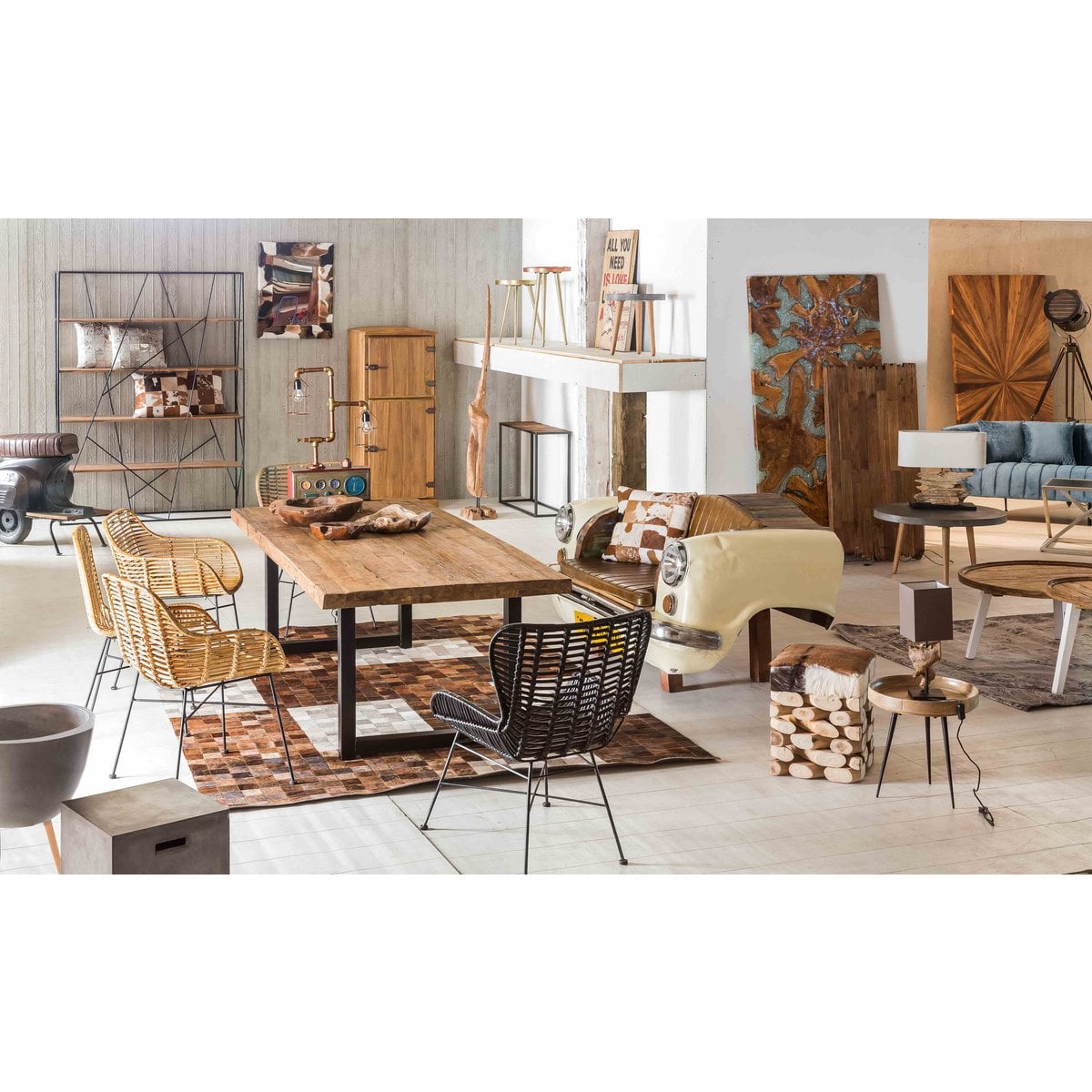 Rattansessel schwarz mit Metallgestell | VIA X SELECTION