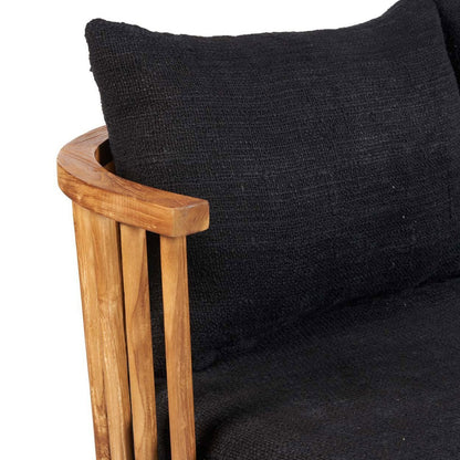 2-Sitzer aus recyceltem Teakholz mit schwarzen Polstern für innen und außen | VIA X SELECTION