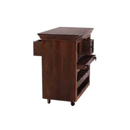 Servierwagen aus Altholz mit Flaschenfach, 78 × 48 × 85 cm | VIA X SELECTION