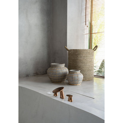 Große Terrakotta-Vase in Betongrau und in Natur | VIA X SELECTION