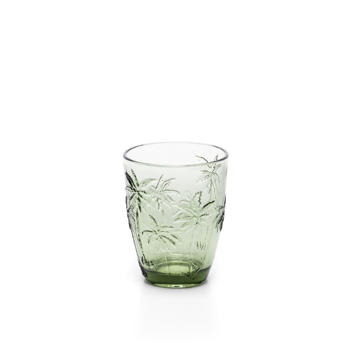 Wasserglas aus grünem Glas mit Palmenstruktur 10 cm | VIA X SELECTION