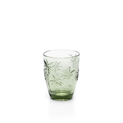 Wasserglas aus grünem Glas mit Palmenstruktur 10 cm | VIA X SELECTION