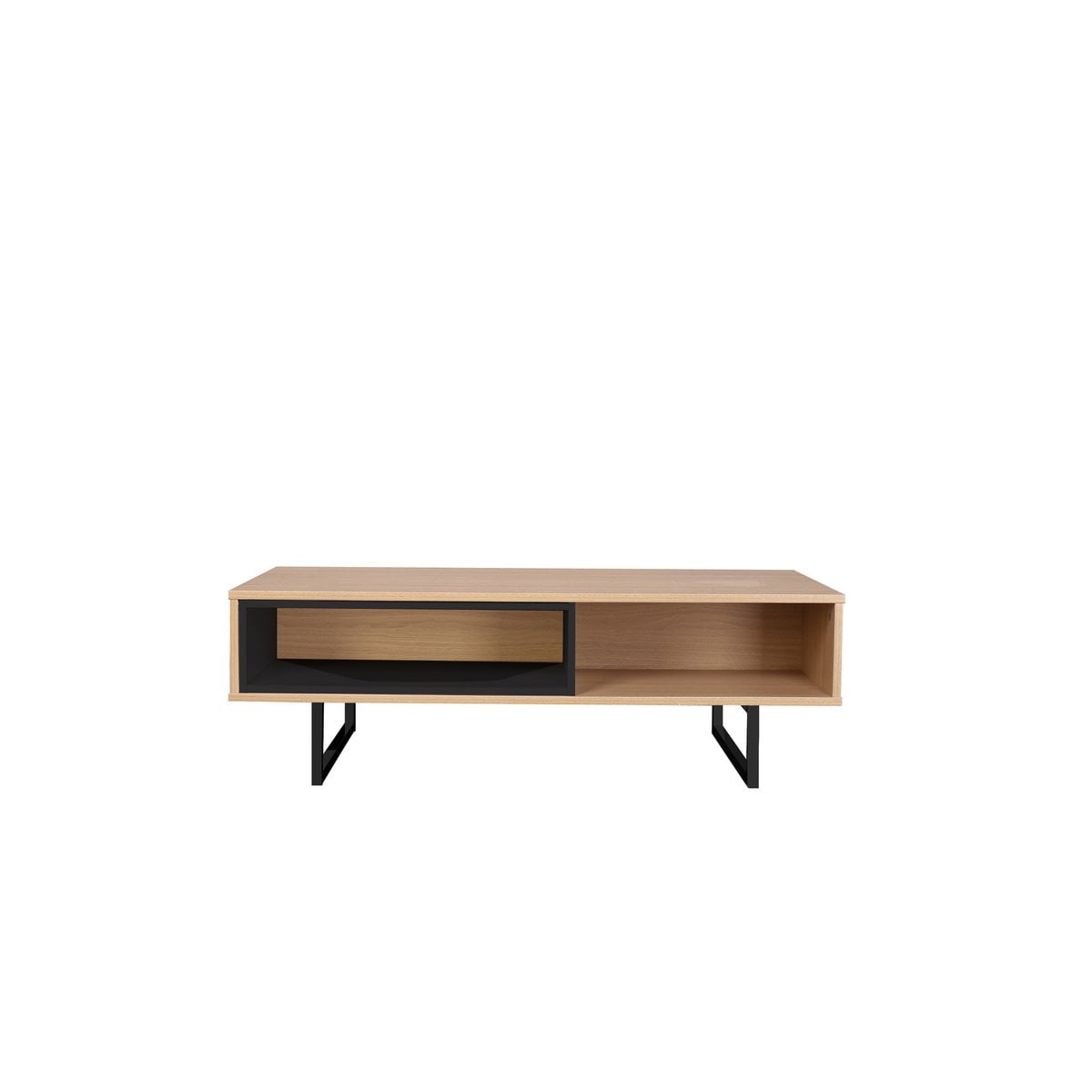 Couchtisch mit Metall und offenem Fach, 55 × 110 × 38 cm | VIA X SELECTION