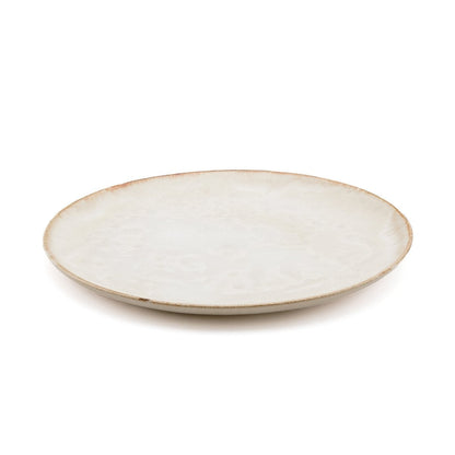 Speiseteller aus Steinzeug in Weiß mit Goldton, Ø 28 cm | VIA X SELECTION