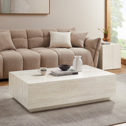 Couchtisch in Travertinoptik, 120 × 75 × 35 cm | VIA X SELECTION